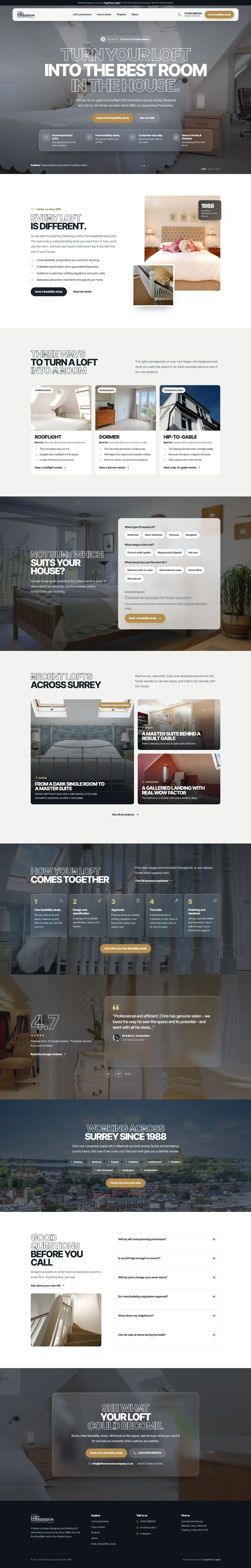 After: my redesign concept for The Loft Conversion Co., full page